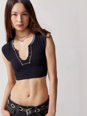 UO Out From Under Go For Gold Crop Top Lime XS/S
